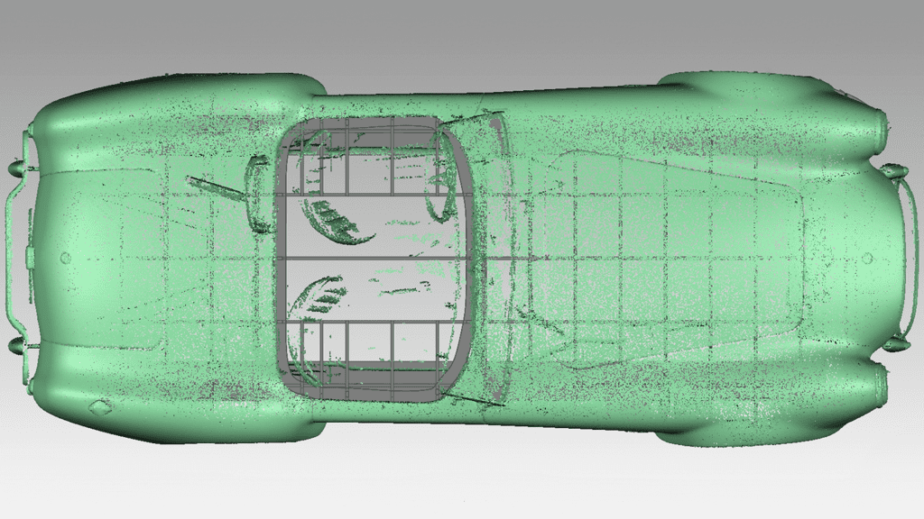 AC-Cobra-plan-3D-point-cloud-scan-green car-body-buck