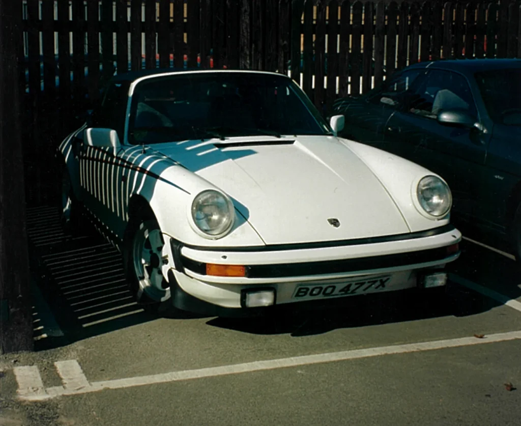 Porsche-911-SC-Targa-white-Lancaster-Cambridge-car-park-front-view